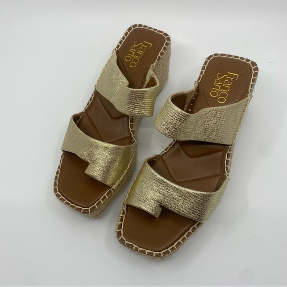 New Franco Sarto gold espadrille platform sandals 7.5 - Picture 2 of 10